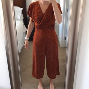 Burnt orange velvet dropped jumpsuit! Size small!